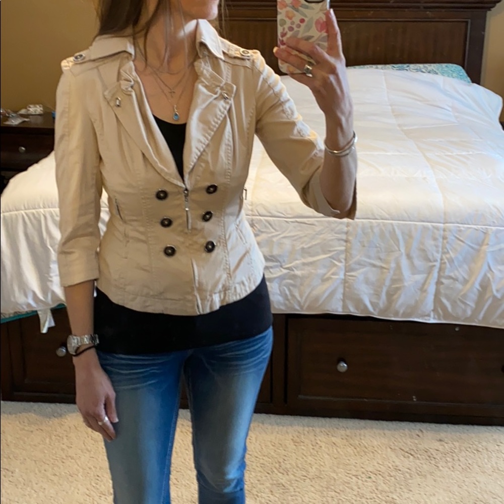 WHBM cream military style jacket size 4